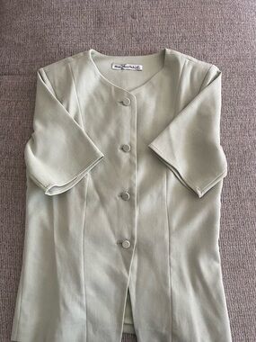 Abercrombie & Fitch Sage Green Button-Front Short Sleeve Top